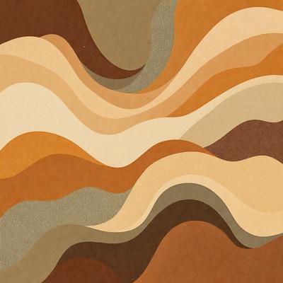 The primary subject of the image is a colorful, abstract design featuring a mix of brown, orange, and tan colors. The setting is a brown background, which complements the vibrant colors of the design. The visual style is a combination of digital art and illustration, creating a unique and eye-catching pattern. The overall atmosphere is warm and inviting, with the colors evoking a sense of comfort and relaxation.